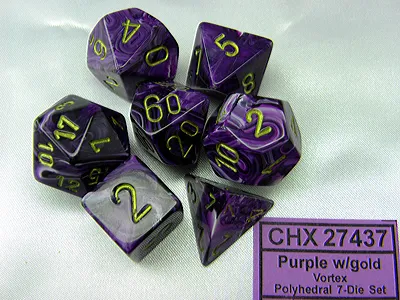 Obrázek produktu pro Sada kostek Chessex Polyhedral se 7 kostkami Vortex Purple/Gold