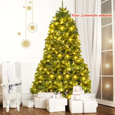 A decorated Christmas tree with presents underneath, in a room with a window and wall decorations.