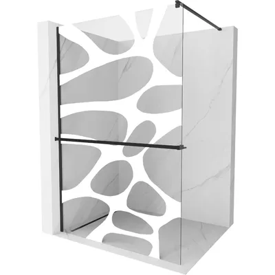 Obrázek produktu pro Mexen Kioto+ sprchová zástěna s poličkou a kolejnicí 70 x 200 cm, Průhledné/Bílý vzor 8 mm, Černá - 800-070-121-70-97