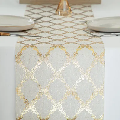 Productafbeelding van Tafelrunner Goud met Metallic Patroon 28 cm x 5 m