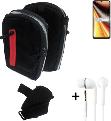 Produktbild von K-S-Trade Outdoor Gürteltasche Holster Umhängetasche + Kopfhörer kompatibel mit UMIDIGI Power 7 Max schwarz Handy Tasche Case travelbag