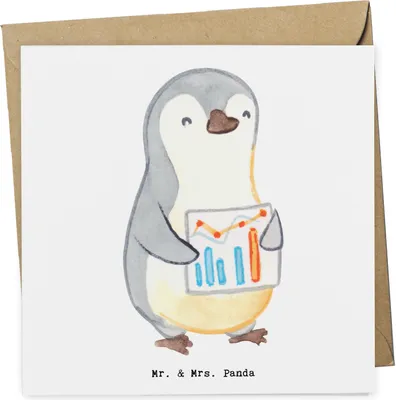 Produktbild von Mr. & Mrs. Panda Glückwunschkarte Finanzcontroller Herz - Weiß - Geschenk, Grußkarte, anlasskarte, Klappkarte, doppelkarte, faltkarte