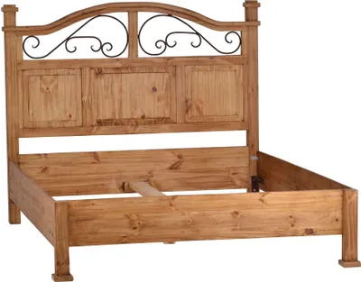 Produktbild von MiaMöbel Bett Mexico Möbel 140 cm Landhausstil Massivholz Pinie Honig