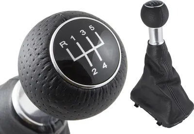 Obrázok produktu pre Manžeta radiacej páky PREMIUM perforovaná koža hliníková čierna 5-stupňová pre Audi A3 S3 8L