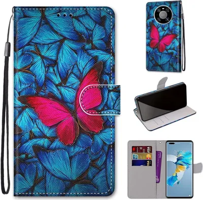 Productafbeelding van König Design hoesje, compatibel met Huawei Mate 40 Pro, kunstleren telefoonhoesje - telefoonhoesje, blauw