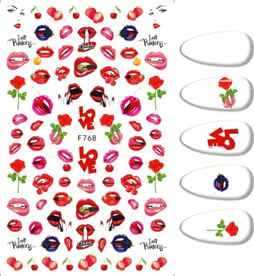 Image de Nail Art Sticker motif LIPPEN ROSE