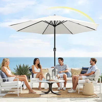 Produktbild von Izrielar Sonnenschirm Ø350cm, Gartenschirm, ohne knickbar, Schirmtuch mit PA-Beschichtung, UV-Schutz bis UPF 50+, ohne Ständer, Beige