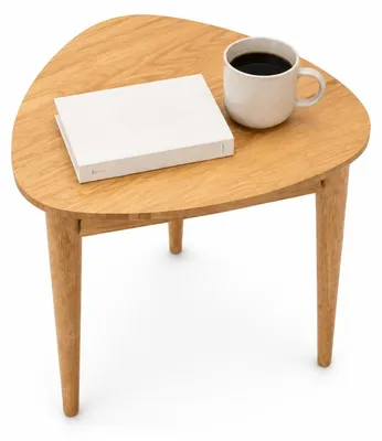 Produktbild von Bambus Beistelltisch Dreieck abgerundet – einzeln –Couchtisch & Sofatisch für Wohnzimmer und Schlafzimmer Natur 42 x 41,5 cm