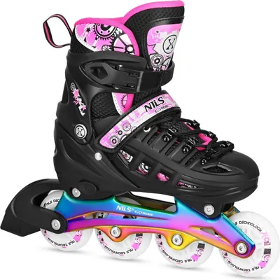 Image de Patins à roues alignées/à glace, 4 en 1, LED rose, taille S (31-34)