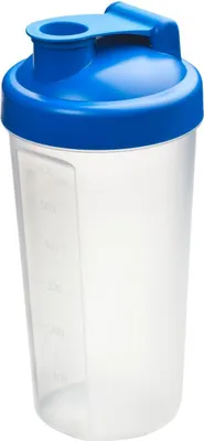 Produktbild von Shaker 600 ml "Protein" - Gym Shaker für Eiweiß- & Sportgetränke - inkl. herausnehmbarem Sieb & praktischer Skala - einfach zu reinigen - standard-blau PP/transparent
