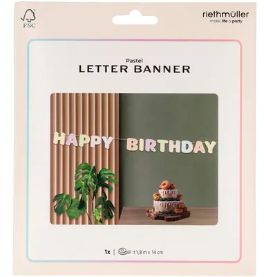 Produktbild von Dreamy Pastels Girlande "Happy Birthday" Papier | 1,8m