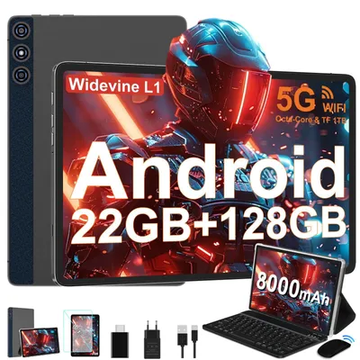 Produktbild von Tablet 10 Zoll Android mit 22GB RAM + 128GB ROM und 8-Core 2 GHz Dunkelgrau