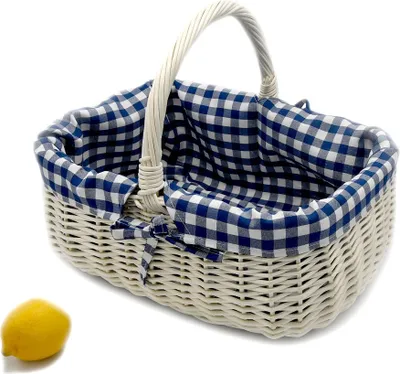 Produktbild von MyBer Korb Rattankorb Weidenkorb Einkaufskorb Picknickkorb Tragekorb Vollweide K12-014-W-SBWK