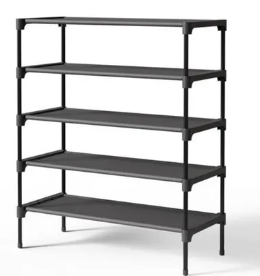 Productafbeelding van Schoenenrek 70 x 30 x 78 cm, zwart, stapelbaar, metaal, vlies