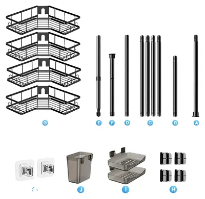 Produktbild von Duschregal, 4-stufiges Design, platzsparender Organizer, 4 Schichten