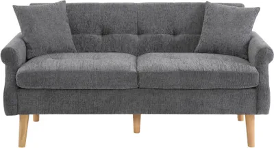 Produktbild von Polstermoebel 162x74x77cm Grau Chenille-Stoff Modernes Doppelsofa Polstersofa Sofa Schlafzimmer Wohnung Polstermoebel Polstersofa dicken Kissen