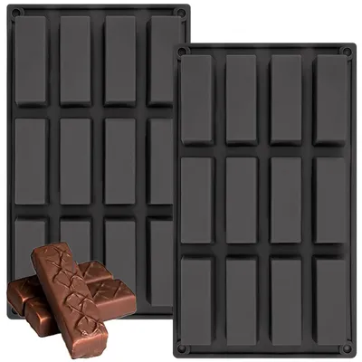 Produktbild von Silikon Backform für Müsliriegel, 12 Mulden, Rechteckig, Schwarz