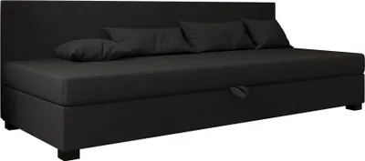 Produktbild von AURA SOFA Boxspringbett  BOB BIZ 90x195 Komplett-Set mit Bonell Matratze, Polsterbett mit Bettkästen -  Dunkelgrau, SAWANA 05