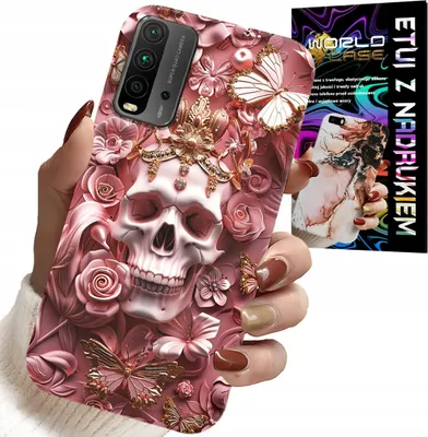 Obrázok produktu pre Puzdro na Xiaomi Redmi 9T – Dámske, módne vzory, lebka s ružami