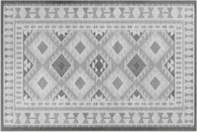Imagen del producto de Alfombra de vinilo con diseño de rombos grises – 120x180 cm – Alfombra para exteriores – Para terraza – Resistente a la intemperie – Diseño moderno