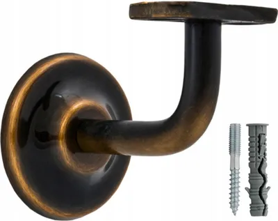 Immagine prodotto di Staffa per ringhiera - Set di montaggio - Patina - Metallo verniciato a polvere - per ringhiere di scale - per ringhiere piatte