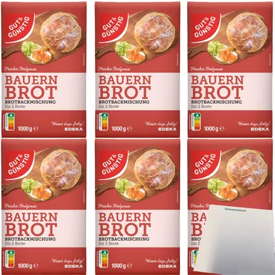 Produktbild von Gut & Günstig Brotbackmischung Bauernbrot 6er Pack (6x1000g Packung) + usy Block