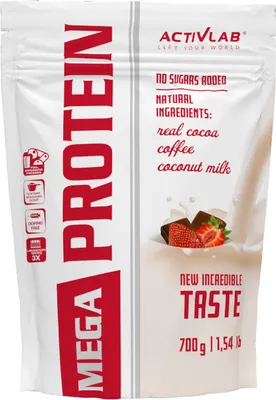 Produktbild von Activlab Mega Protein 700g, Molkenprotein, Kreatin, Taurin - Erdbeerschokolade