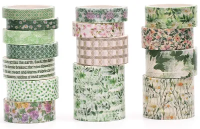 Blumen-Washi-Tape-Set, 15 Rollen, bunt, für DIY & Scrapbooking
