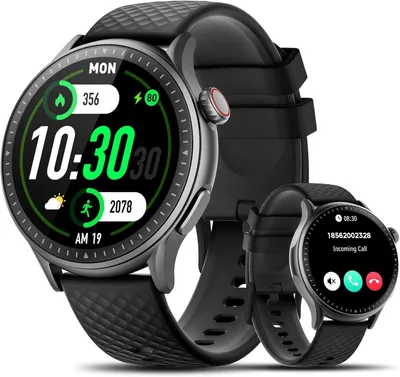Produktbild von Smartwatch Herren Damen, 1,46" AMOLED Fitnessuhr mit Telefonfunktion, 110+ Sportmodi Smart Watch Fitness Tracker mit Pulsmesser Schlafmonitor Schrittzähler, 3ATM Wasserdicht Sportuhr iOS/Android