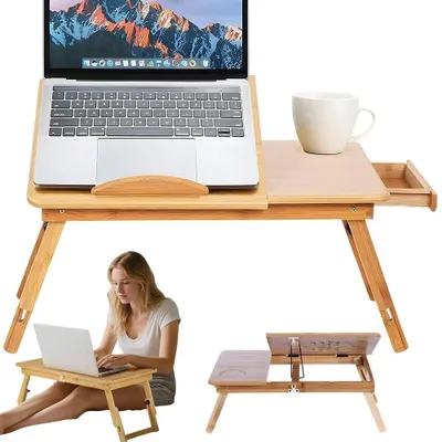 Productafbeelding van Twee inklapbare bedtafels met antislip oppervlak voor laptop en boek
