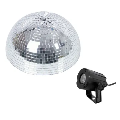 Spiegelkugel Komplettset - Discokugel, Motor, Pinspot, Montagematerial für Diskokugel - Mirrorball Set - Partyset