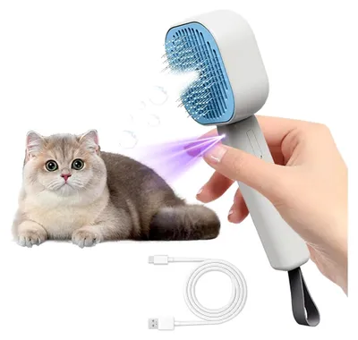Produktbild von Katzenbürste mit Dampf, 4-in-1 Dampfbürste für Katzen und Hunde, Selbstreinigende Antistatische Bürste