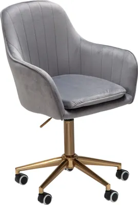 Produktbild von AMSTYLE Schreibtischstuhl Samt Grau Design Drehstuhl mit Lehne Arbeitsstuhl 120 kg Höhenverstellbar Schalenstuhl mit Rollen Stuhl Drehbar