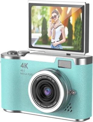 Productafbeelding van Compactcamera met 48 megapixels en 1080P-resolutie - Inclusief LED-flitser - 32GB geheugenkaart en kaartlezer - Draagbare retro CCD-camera - Groen