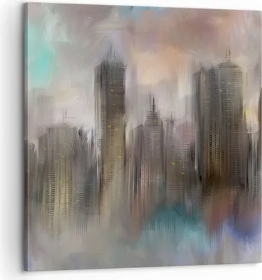 Produktbild von Bild auf Leinwand - Leinwandbild - Stadt Abstraktion - 60x60cm - Wand Bild - Wanddeko - Wandbilder - Leinwanddruck - Bilder - Kunstdruck - Wanddekoration - Leinwand bilder - Wandkunst - AC60x60-3675