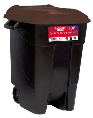 Image de Conteneur à déchets Tayg Eco, 100 litres, avec fond noir et couvercle marron