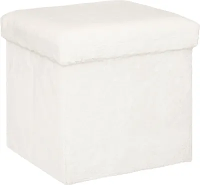 Image de Eazy Living Pouf + boîte de rangement Milou Blanc Teddy