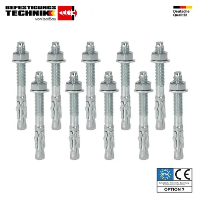 Isolbau Bolzenanker verzinkt M8 x 75 mm 10 Stück Schwerlastanker Stahl ETA