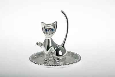 Produktbild von Ringhalter Katze versilbert H 8,5cm