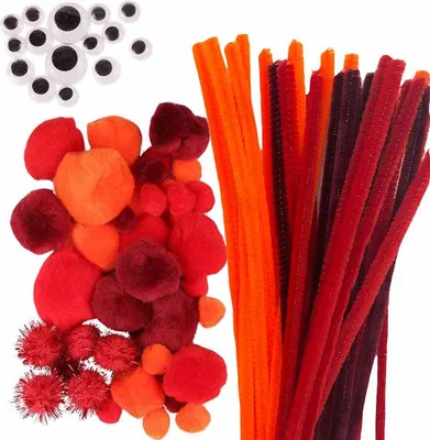 Image de Lot de fils métalliques, pompons et œillets orange, 80 pièces - Titanum
