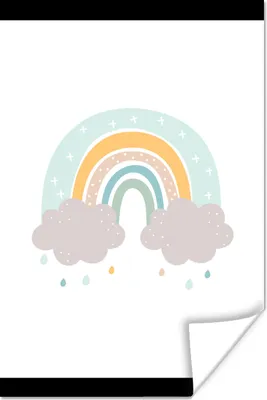 Produktbild von MuchoWow® Poster Regenbogen - Wolken - Regen - Kinder - Pastell 120x160 cm - Wandbilder