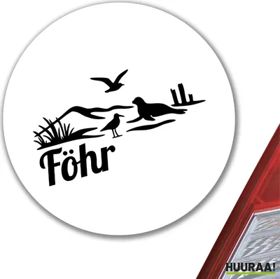 Produktbild von Huuraa Aufkleber Föhr Strandmotiv 10cm rund Sticker Geschenkidee