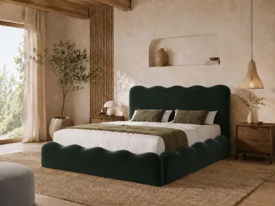 Produktbild von Emlar Polsterbett Bora 160x200 cm - Bett mit Bettkasten & Lattenrost - Velvet-Stoff - Doppelbett mit Stauraum Grün (Magic Velvet 2292)