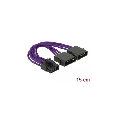 Produktbild von DELOCK Stromkabel 8Pin PCIe -> 2x 4Pin Molex 0.15m Textilman