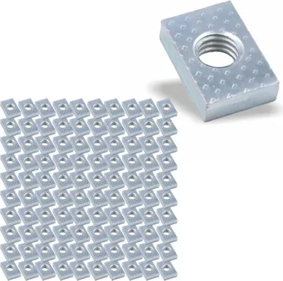 Produktbild von 100x Nutenstein | Gewindeplatte 20x13x5 mm M6 Gewinde mittig | Stahl galvanisch verzinkt