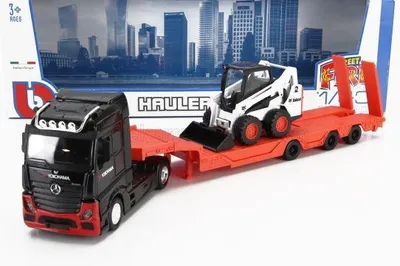 Imagen del producto de bburago 1:43 MB Actros 11 Giga Allrounder, plataforma baja, con Bobcat 32313