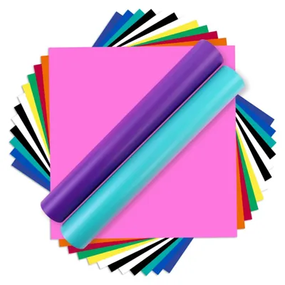 Obrázok produktu pre Samolepiaca vinylová fólia – matná, s kovovým vzhľadom – 14 kusov – 30 x 30 cm – Vhodná na strihacie plotre – Jednoduché oddeľovanie a prenos