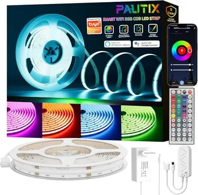 Produktbild von Pautix WiFi RGB COB LED -Strip Light 10m, Multi -farbige, dimmbare 24 V, Arbeit