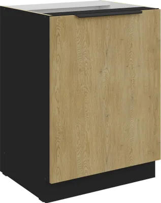 Produktbild von Küchen Unterschrank 60 cm CREMONA Eiche hell + Schwarz matt Küche Küchenzeile Küchenblock Einbauküche