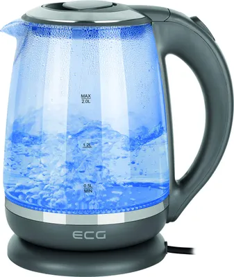Zdjęcie produktu dla ECG RK 2020, 2 l, 2200 W, Szary, Przezroczysty, Szkło, Plastik, Regulowany termostat, Zabezpieczenie przed przegrzaniem
